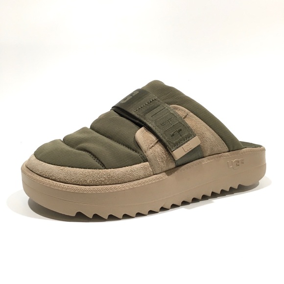 UGG MAXXER STRAP SLIDE -MOSS GREEN NYLON / SUEDE -MEN US 9 -NEW - Picture 1 of 8